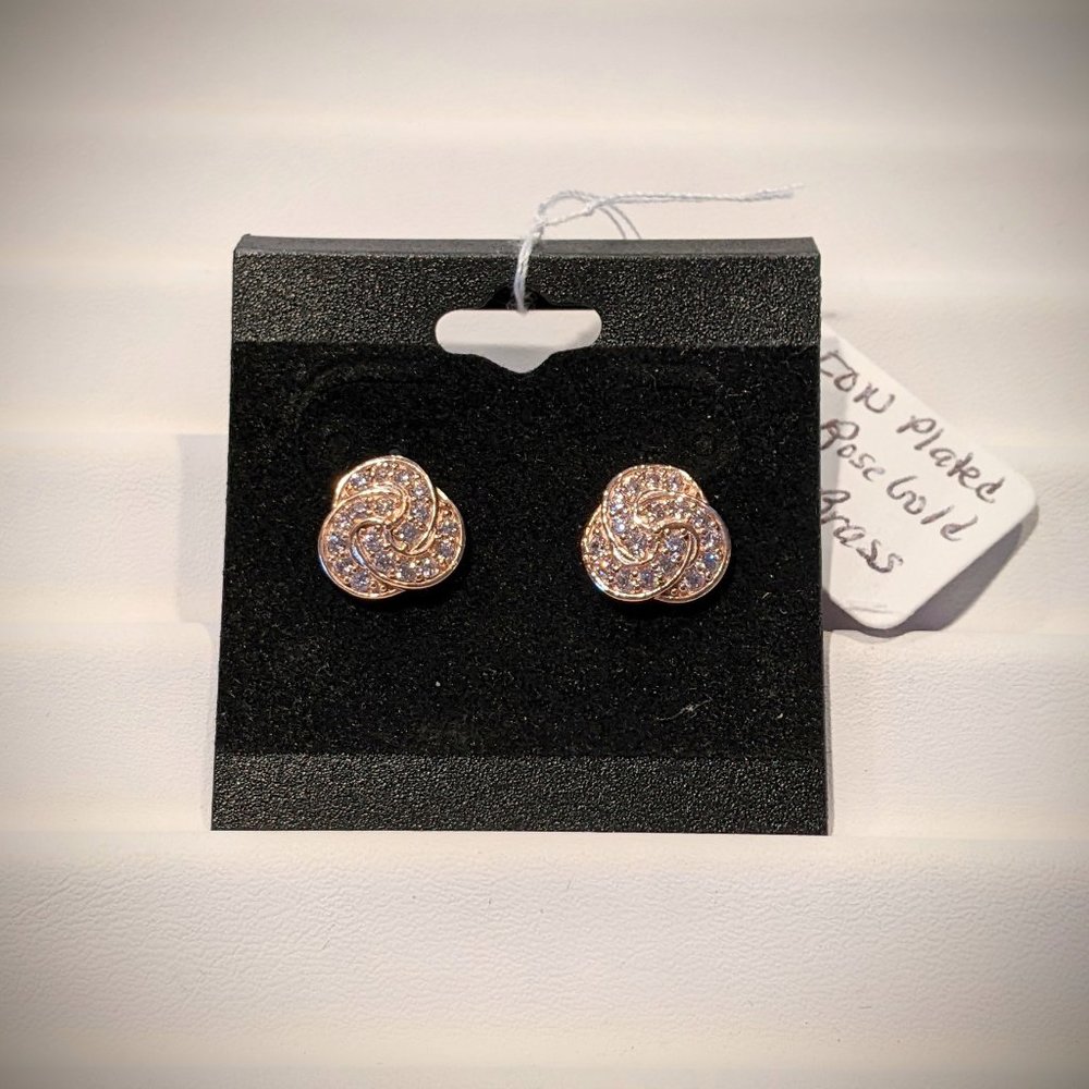 Pink Cubic Zirconia Knotted Stud Earrings